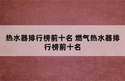 热水器排行榜前十名 燃气热水器排行榜前十名